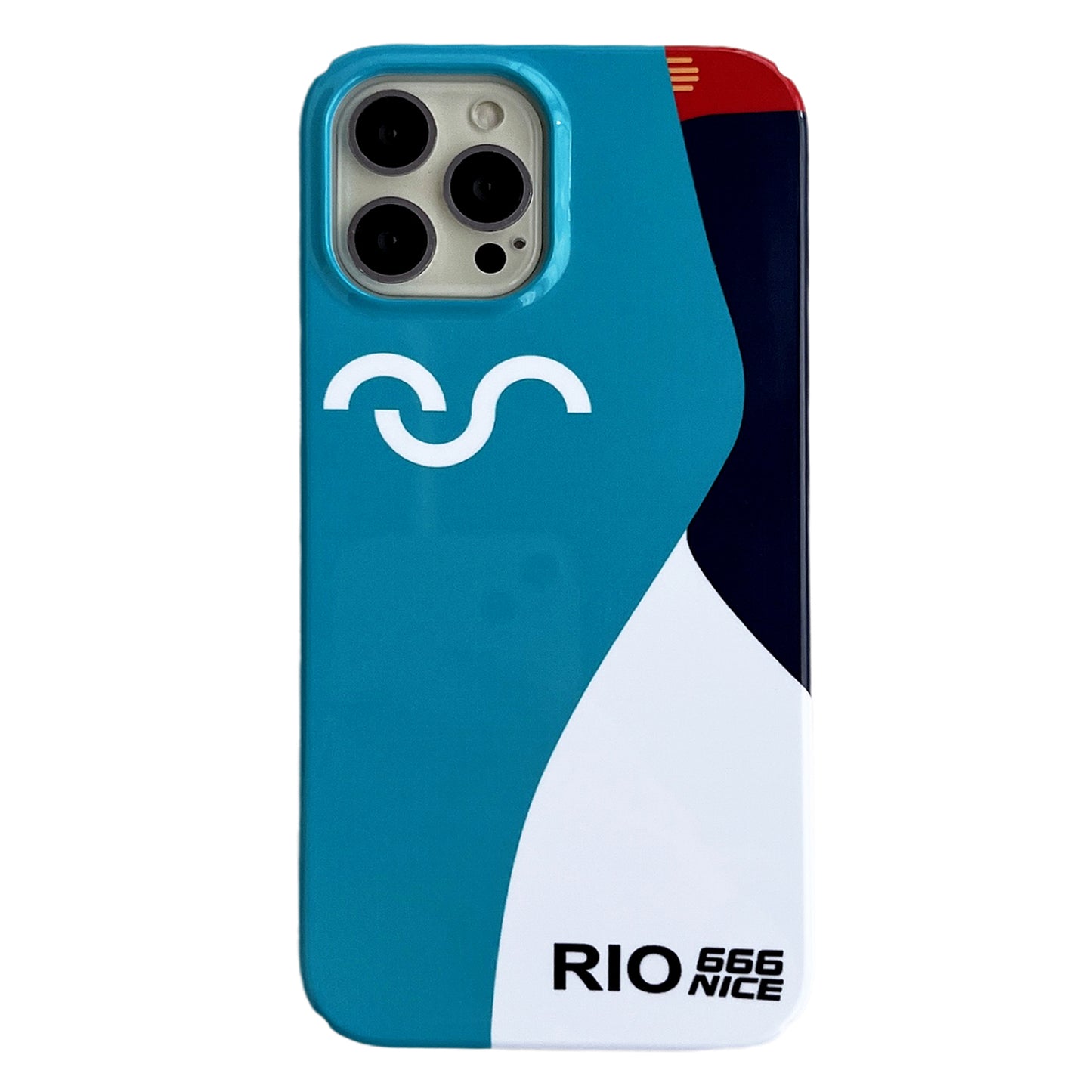 Hard PC Phone Cover for iPhone 12 Pro 6.1 inch Pattern Printing Anti-Drop Glossy Phone Case - Blue Matching