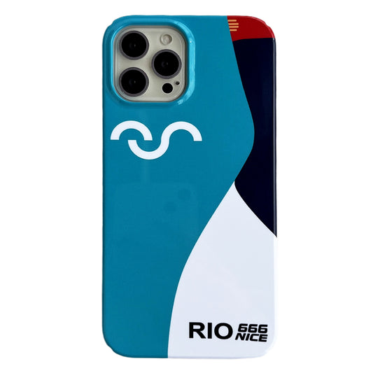 Hard PC Phone Cover for iPhone 12 Pro 6.1 inch Pattern Printing Anti-Drop Glossy Phone Case - Blue Matching