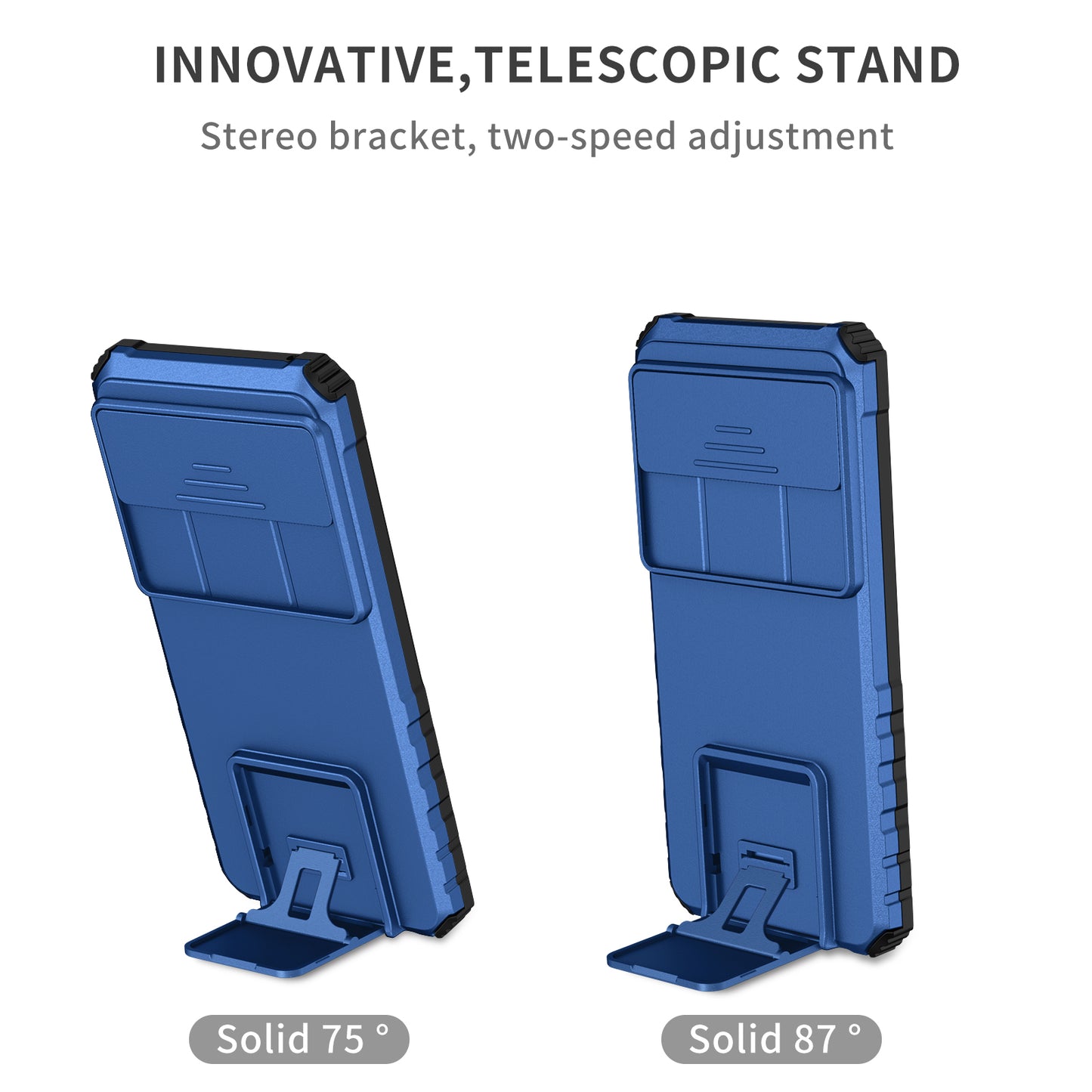 Kickstand Case for Google Pixel 8 PC + TPU Anti-drop Phone Protector with Slide Camera Cover - Blue