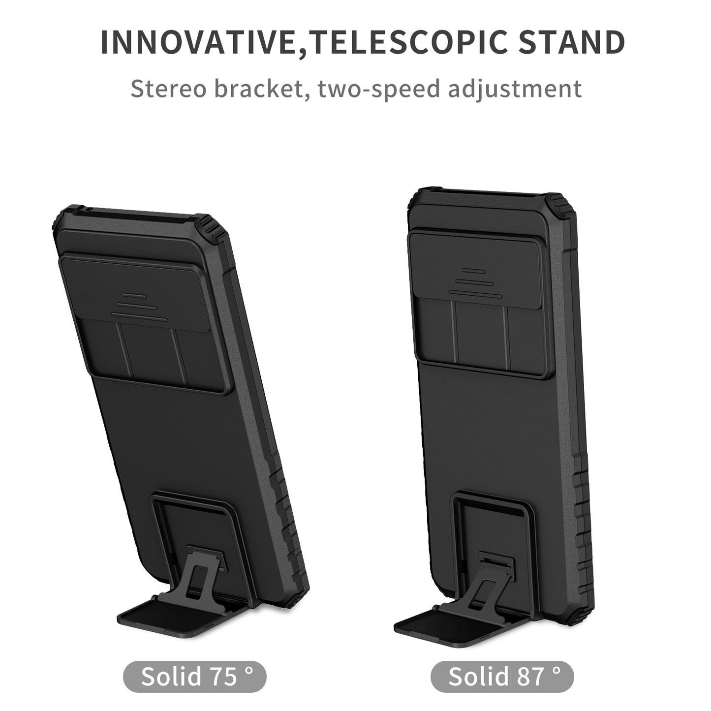 Uniqkart for Google Pixel 8 Pro PC + TPU Phone Protector with Slide Camera Cover Kickstand Case - Black