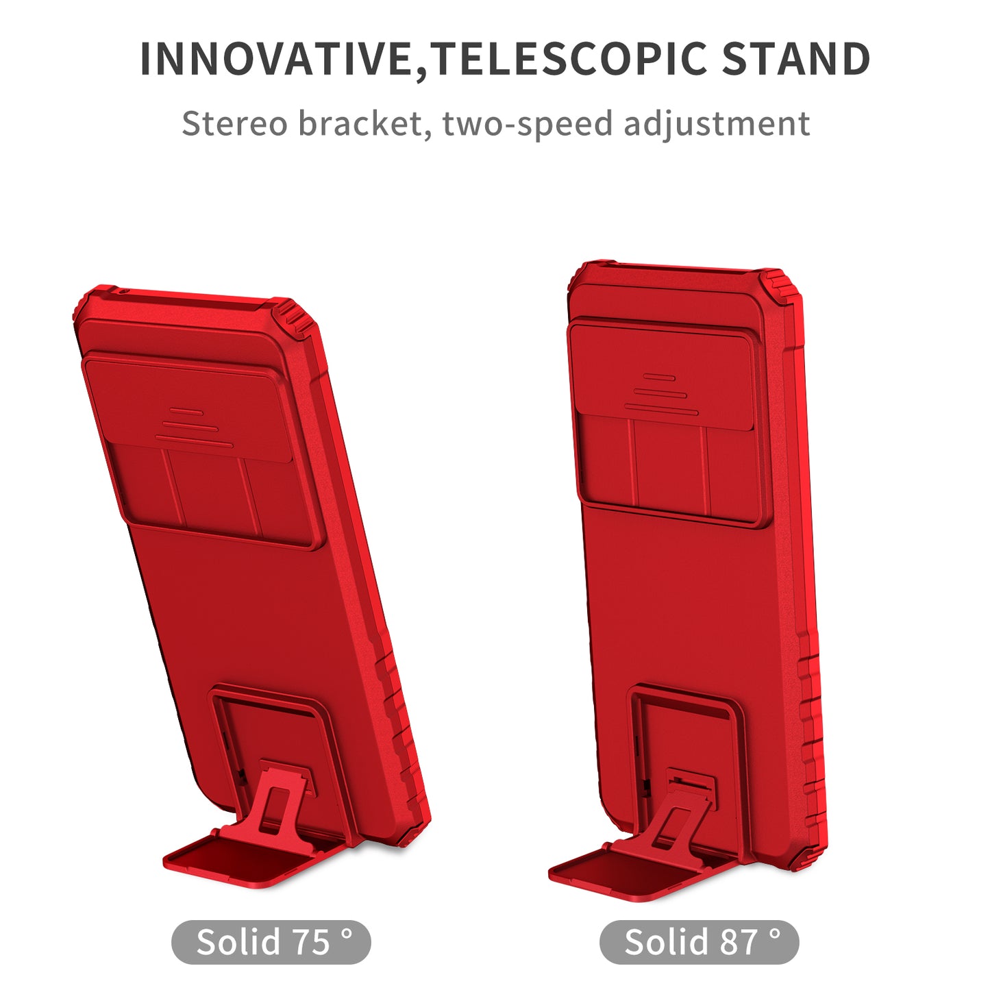 Uniqkart for Google Pixel 8 Pro PC + TPU Phone Protector with Slide Camera Cover Kickstand Case - Red