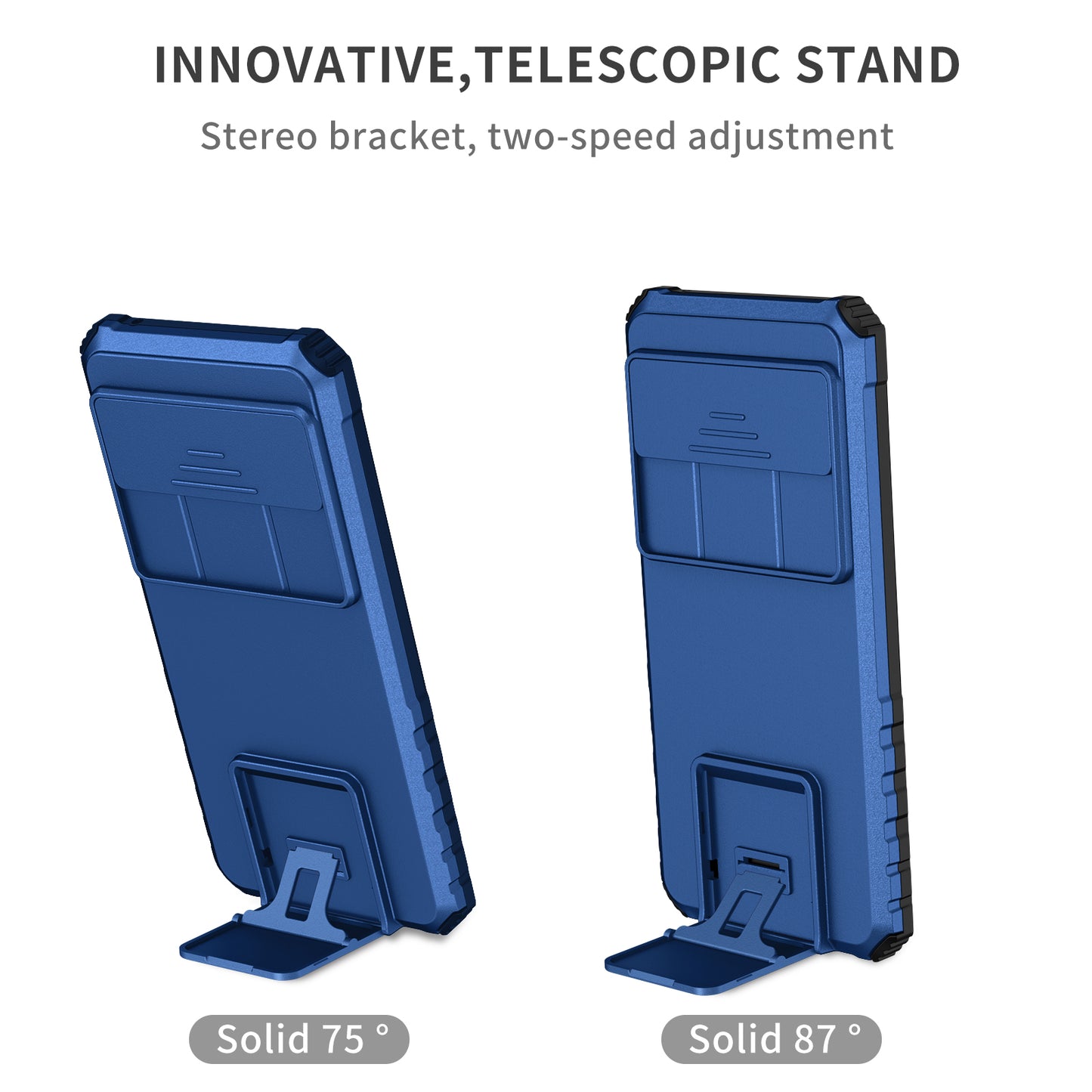 Uniqkart for Google Pixel 8 Pro PC + TPU Phone Protector with Slide Camera Cover Kickstand Case - Blue