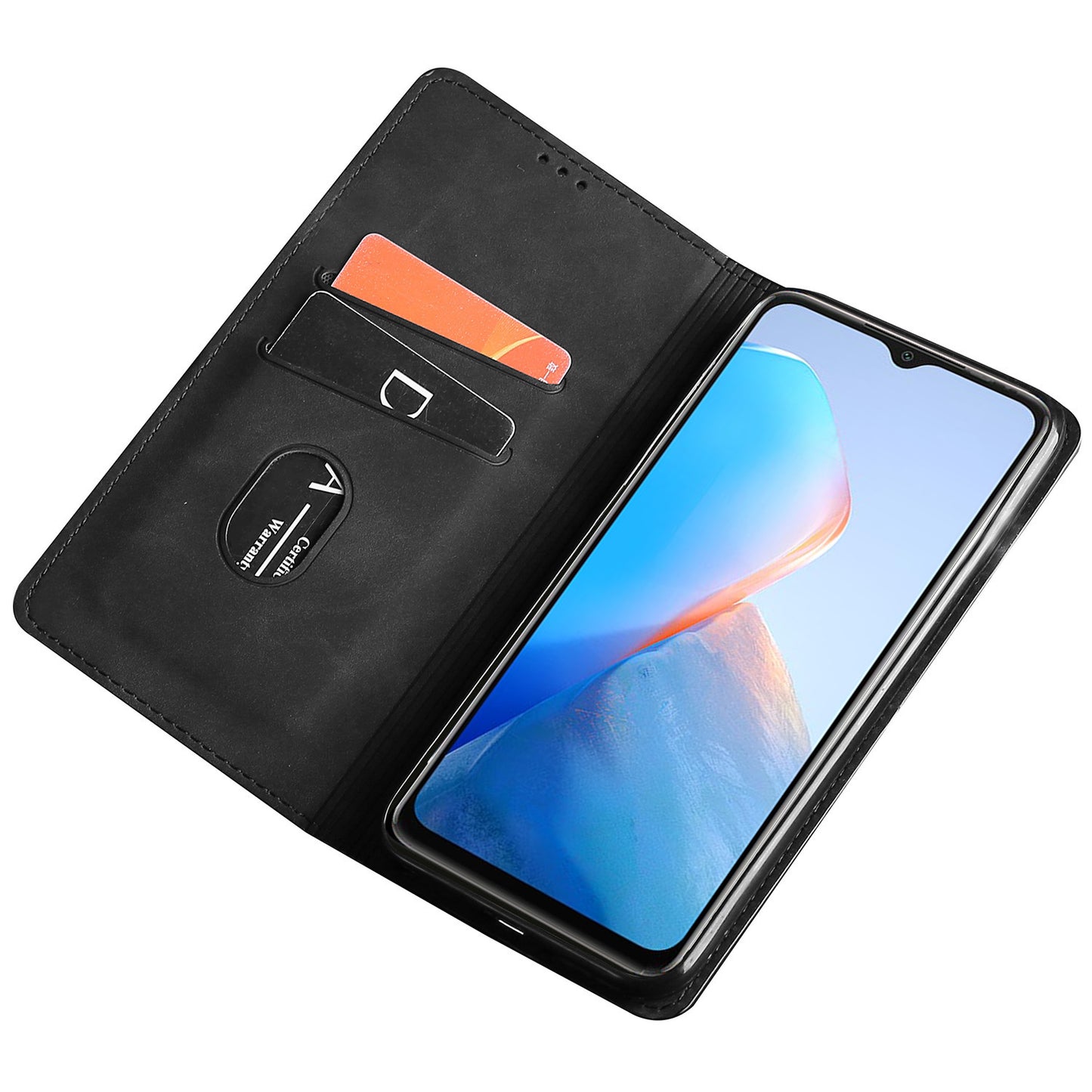 Uniqkart for Infinix Hot 30i Stand PU Leather Case Skin-touch Phone Cover with Card Holder - Black