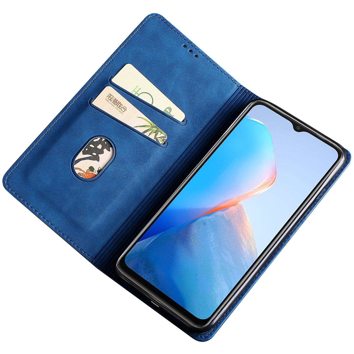 Uniqkart for Infinix Hot 30i Stand PU Leather Case Skin-touch Phone Cover with Card Holder - Blue