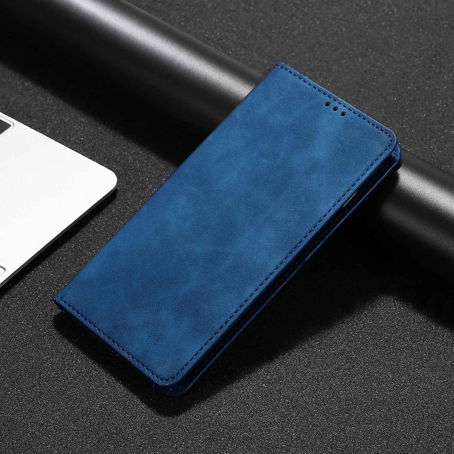 Uniqkart for Infinix Hot 30i Stand PU Leather Case Skin-touch Phone Cover with Card Holder - Blue