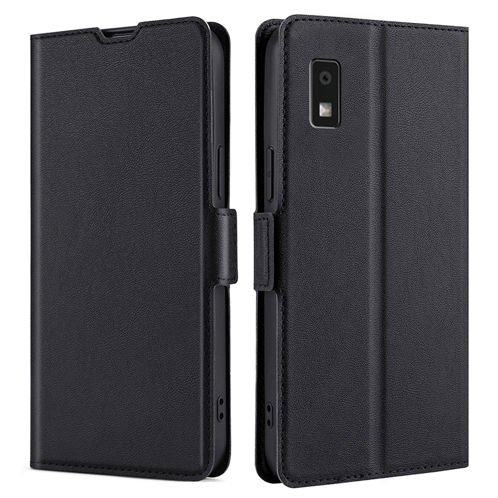 Uniqkart for Sharp Aquos Wish3  PU Leather Stand Case Full Protection Phone Cover with Card Holder - Black