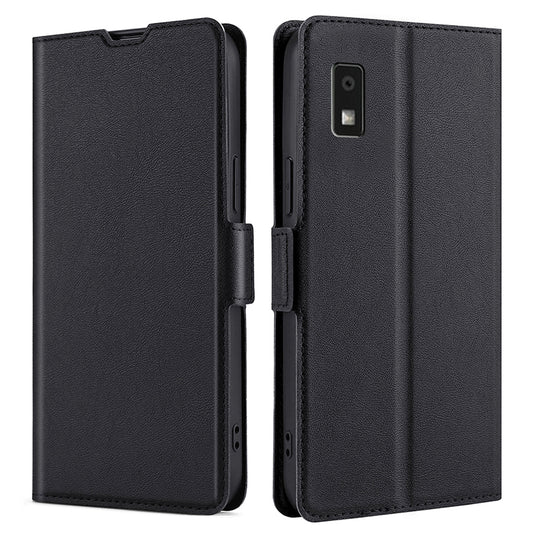Uniqkart for Sharp Aquos Wish3  PU Leather Stand Case Full Protection Phone Cover with Card Holder - Black