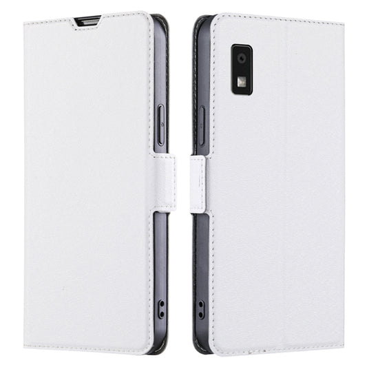 Uniqkart for Sharp Aquos Wish3  PU Leather Stand Case Full Protection Phone Cover with Card Holder - White