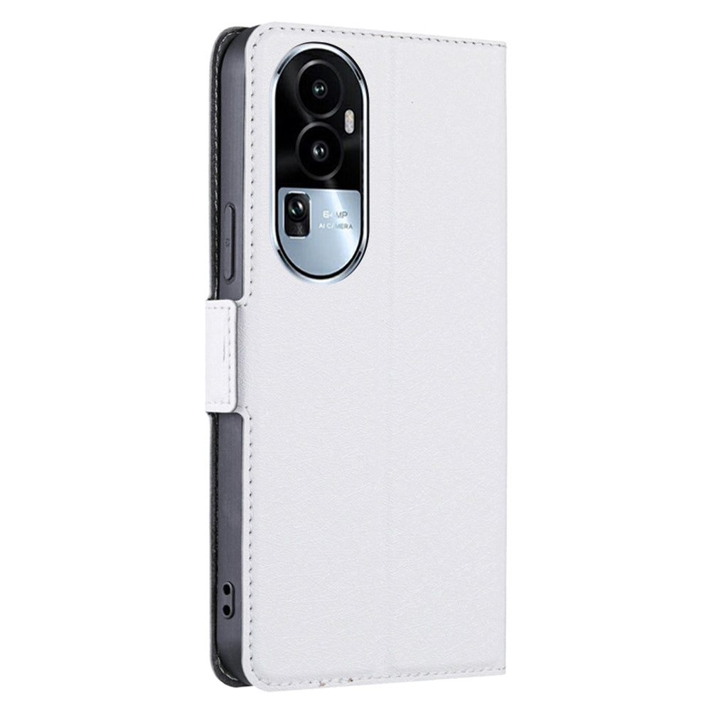 Uniqkart for Oppo Reno10 5G Card Slot Foldable Stand Phone Case PU Leather Shockproof Cover - White
