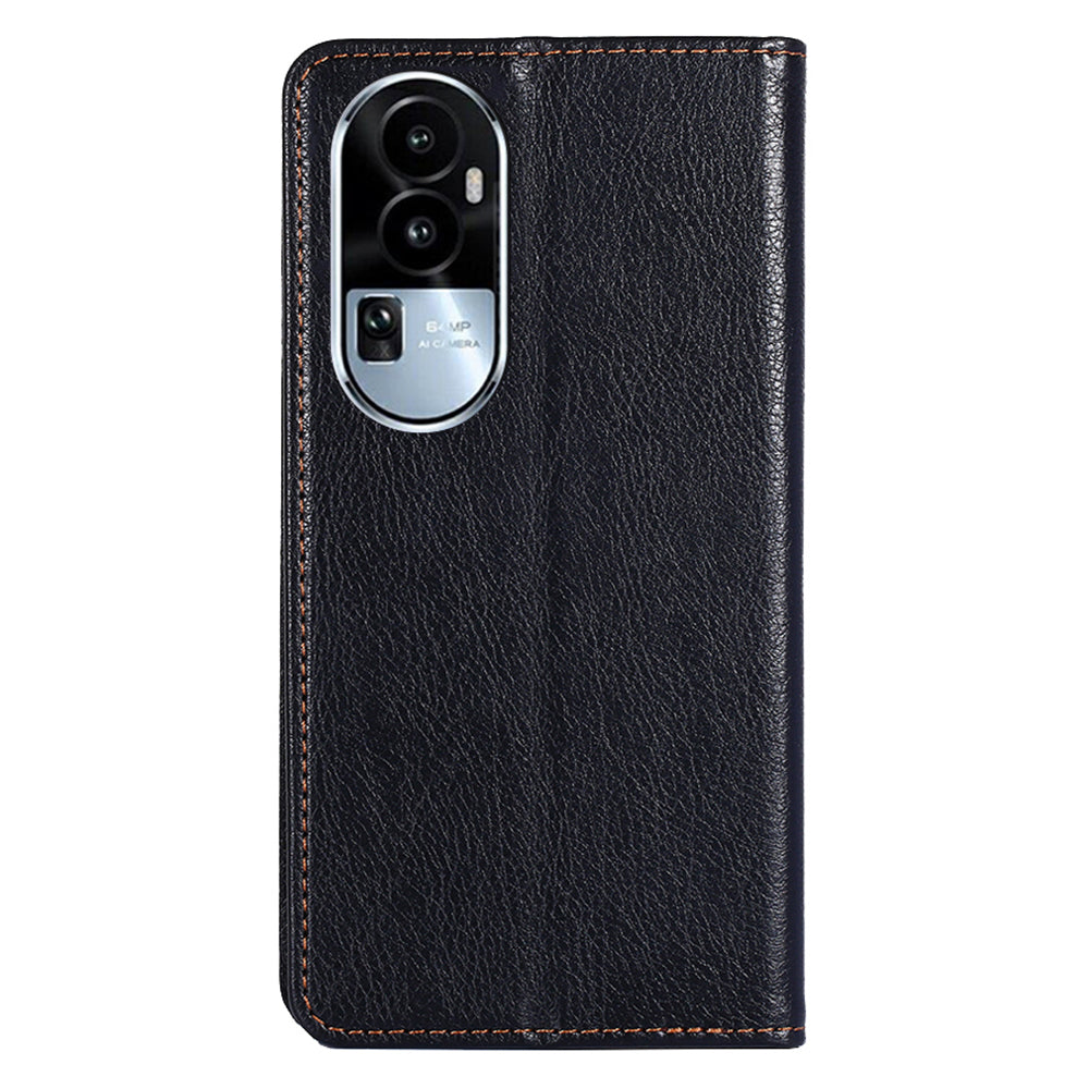 Uniqkart for Oppo Reno10 5G Shockproof Phone Case Stand Wallet PU Leather + TPU Phone Shell Cover - Black