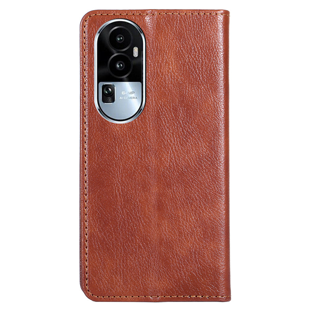 Uniqkart for Oppo Reno10 5G Shockproof Phone Case Stand Wallet PU Leather + TPU Phone Shell Cover - Brown
