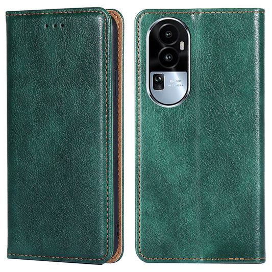 Uniqkart for Oppo Reno10 5G Shockproof Phone Case Stand Wallet PU Leather + TPU Phone Shell Cover - Green