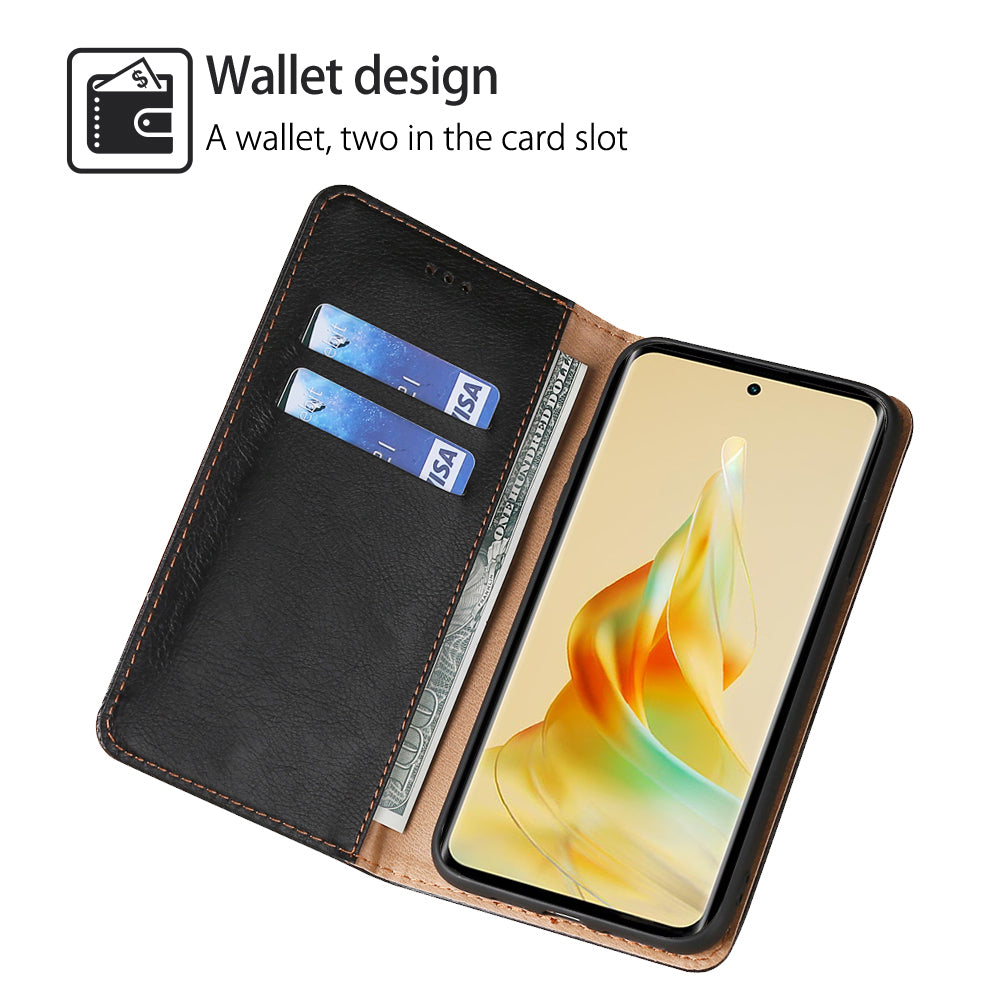 Uniqkart for Oppo Reno10 Pro 5G PU Leather + TPU Flip Cover Shockproof Phone Case with Stand Wallet - Black