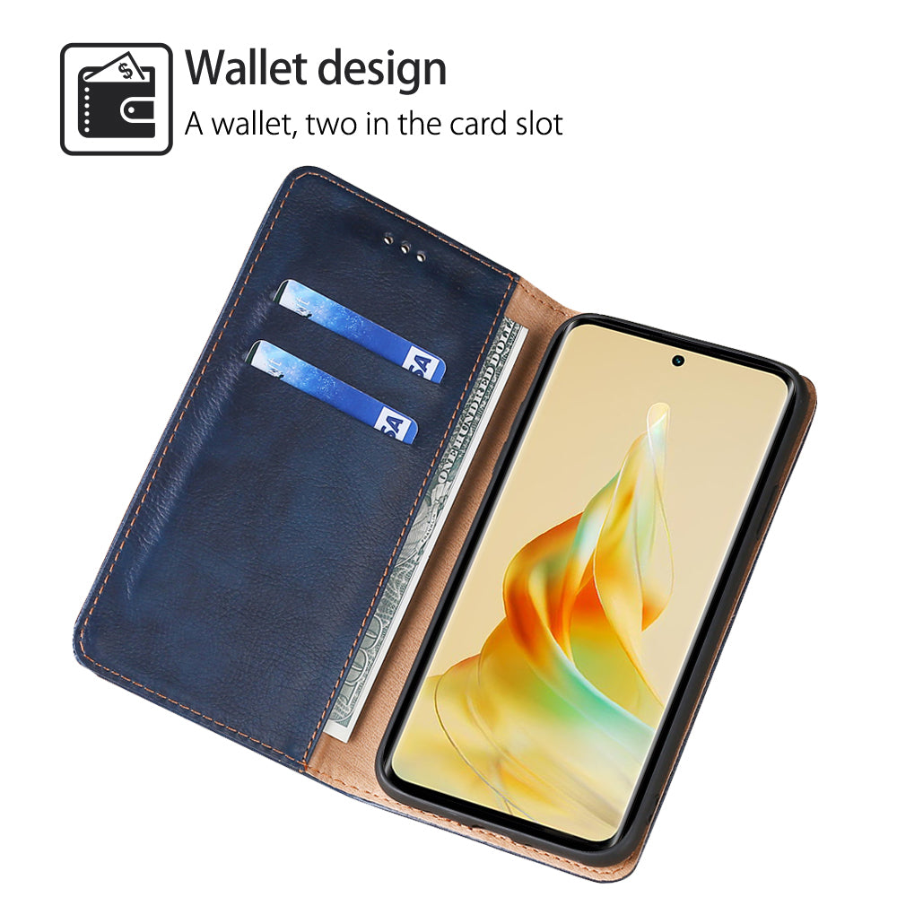 Uniqkart for Oppo Reno10 Pro 5G PU Leather + TPU Flip Cover Shockproof Phone Case with Stand Wallet - Blue