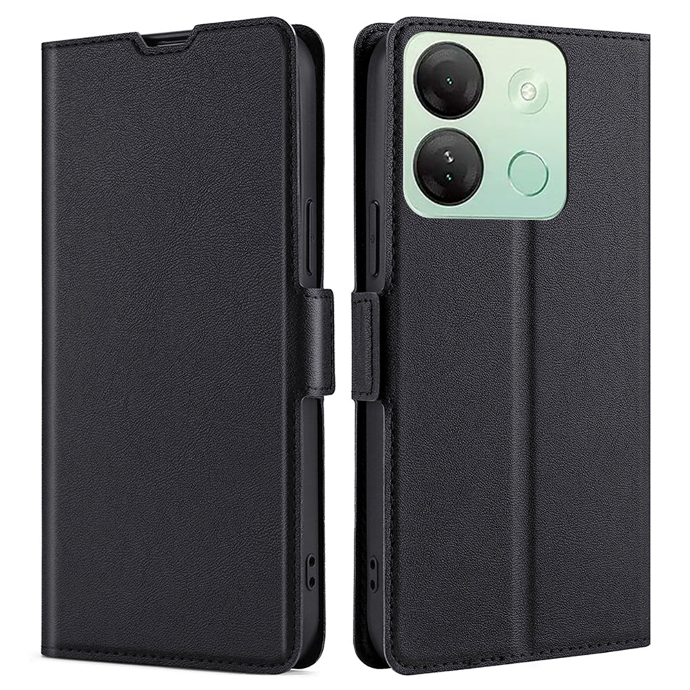 Stand Phone Cover for Infinix Smart 7 HD 4G PU Leather Card Holder Anti-drop Case - Black