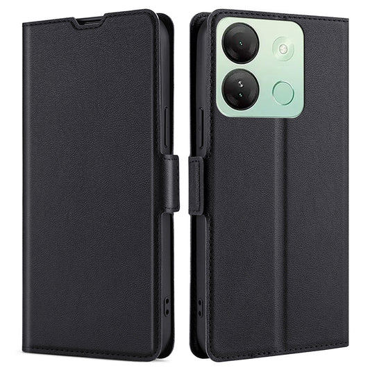 Stand Phone Cover for Infinix Smart 7 HD 4G PU Leather Card Holder Anti-drop Case - Black