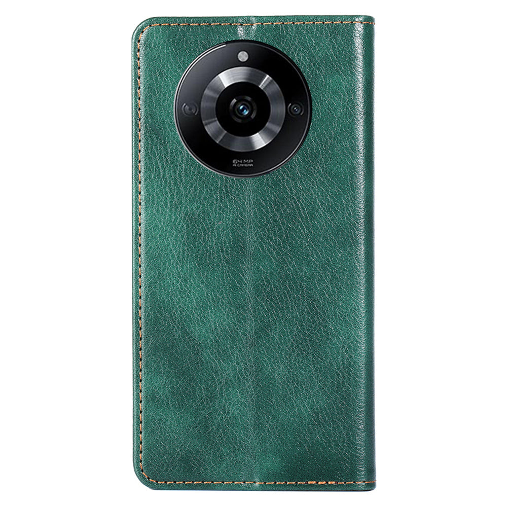 Uniqkart for Realme 11 5G PU Leather + TPU Flip Cover Scratch Resistant Phone Case with Stand Wallet - Green