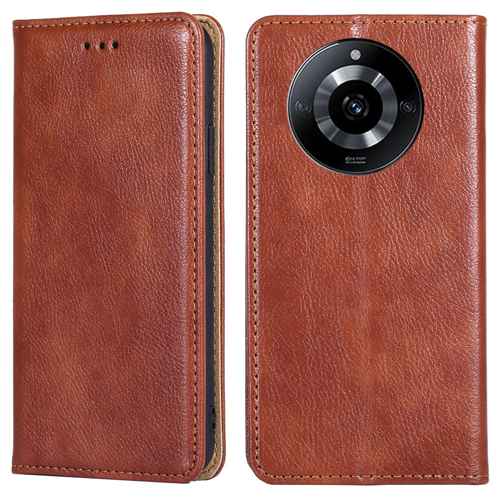 Uniqkart for Realme 11 5G PU Leather + TPU Flip Cover Scratch Resistant Phone Case with Stand Wallet - Brown