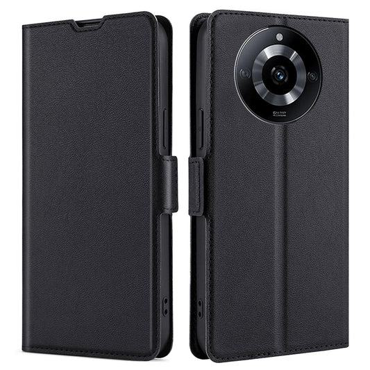 Uniqkart for Realme 11 5G PU Leather Stand Phone Cover Card Holder Shockproof Case - Black