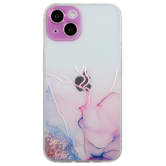 Uniqkart for iPhone 15 Shockproof TPU Case Embossing Marble Pattern Phone Shell Anti-Scratch Phone Cover - Pink