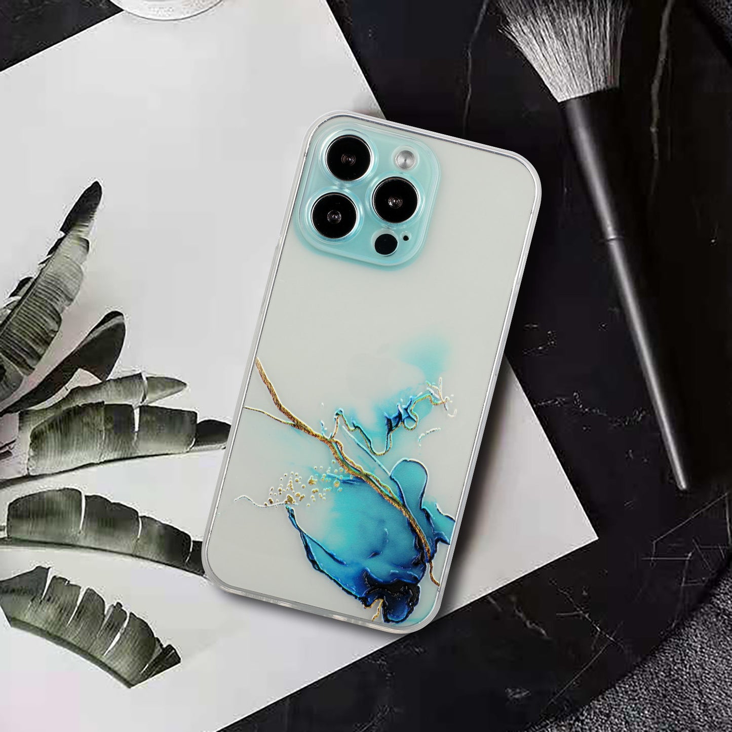 Soft TPU Phone Case for iPhone 15 Pro , Embossing Marble Pattern Protective Phone Cover - Blue