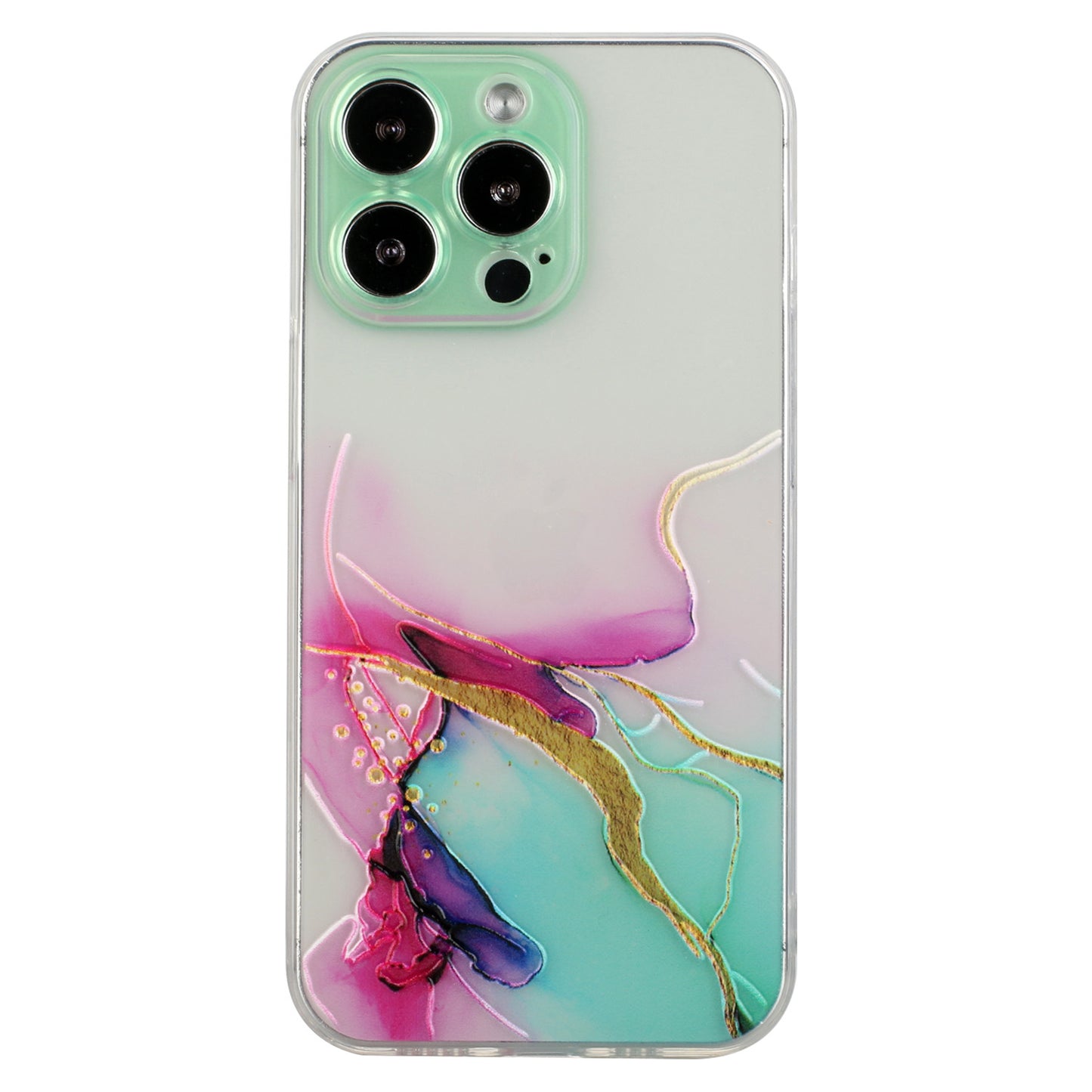 Soft TPU Phone Case for iPhone 15 Pro , Embossing Marble Pattern Protective Phone Cover - Green