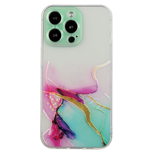 Soft TPU Phone Case for iPhone 15 Pro , Embossing Marble Pattern Protective Phone Cover - Green