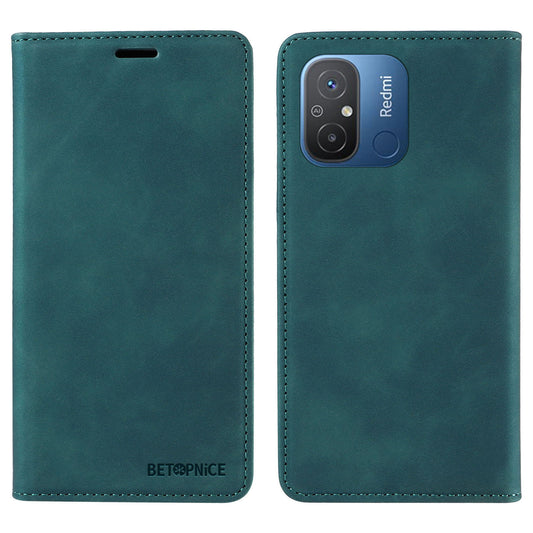 Uniqkart 003 For Xiaomi Redmi 12C 4G / 11A 4G / Poco C55 4G Phone Wallet Case RFID Blocking Leather Stand Cover - Green