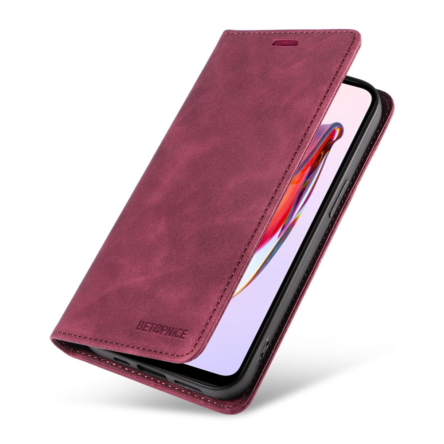 Uniqkart 003 For Xiaomi Redmi 12C 4G / 11A 4G / Poco C55 4G Phone Wallet Case RFID Blocking Leather Stand Cover - Red