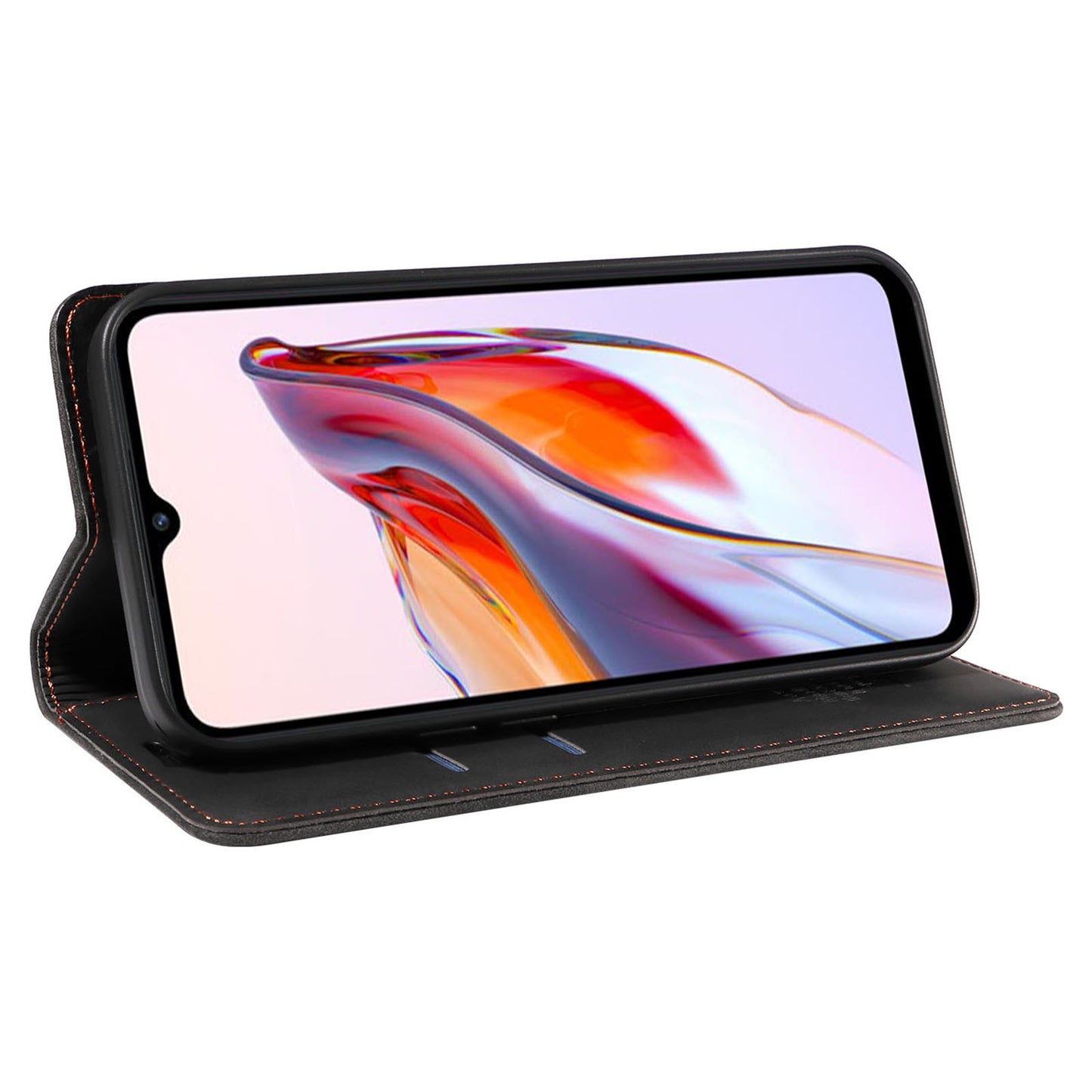 Uniqkart 003 For Xiaomi Redmi 12C 4G / 11A 4G / Poco C55 4G Phone Wallet Case RFID Blocking Leather Stand Cover - Black