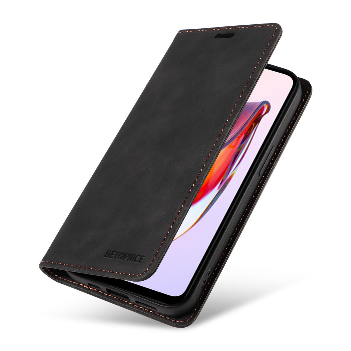 Uniqkart 003 For Xiaomi Redmi 12C 4G / 11A 4G / Poco C55 4G Phone Wallet Case RFID Blocking Leather Stand Cover - Black