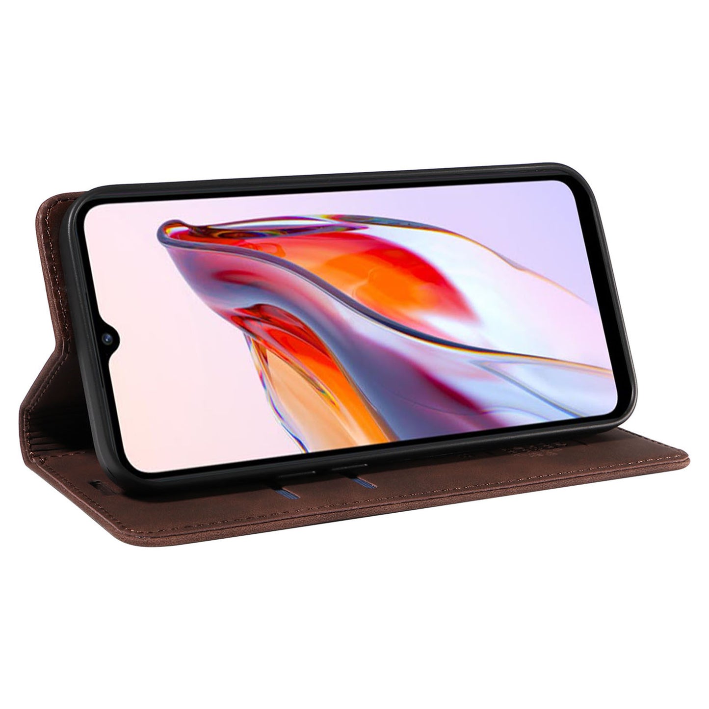 Uniqkart 003 For Xiaomi Redmi 12C 4G / 11A 4G / Poco C55 4G Phone Wallet Case RFID Blocking Leather Stand Cover - Brown
