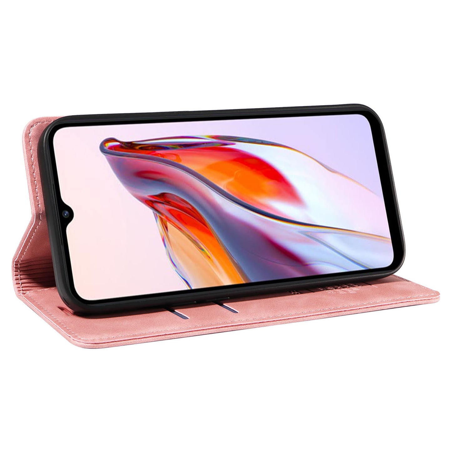 Uniqkart 003 For Xiaomi Redmi 12C 4G / 11A 4G / Poco C55 4G Phone Wallet Case RFID Blocking Leather Stand Cover - Pink