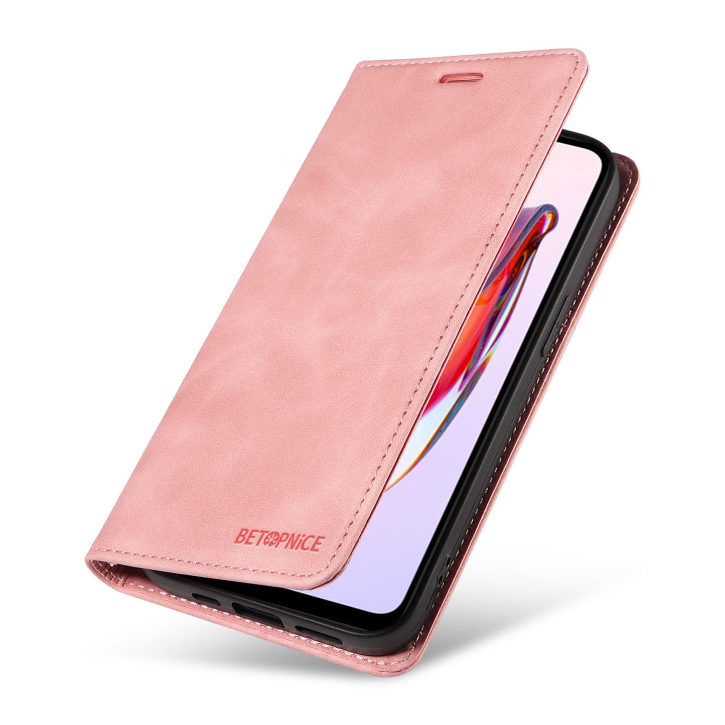 Uniqkart 003 For Xiaomi Redmi 12C 4G / 11A 4G / Poco C55 4G Phone Wallet Case RFID Blocking Leather Stand Cover - Pink