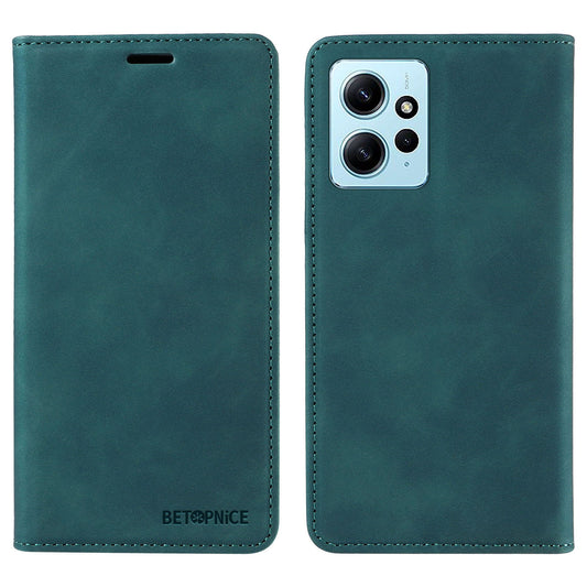 Uniqkart 003 For Xiaomi Redmi Note 12 4G RFID Blocking Phone Wallet Case Leather Stand Cover - Green