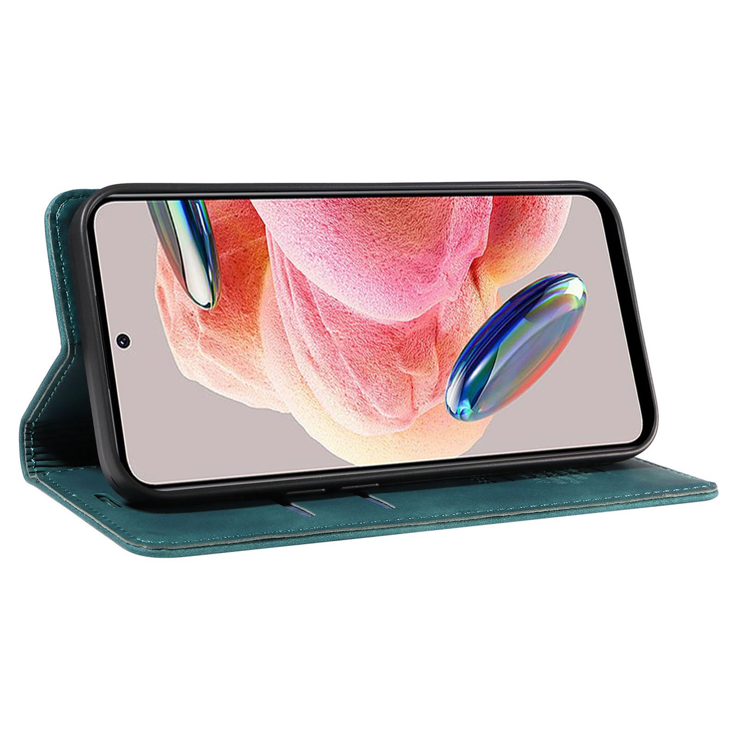 Uniqkart 003 For Xiaomi Redmi Note 12 4G RFID Blocking Phone Wallet Case Leather Stand Cover - Green