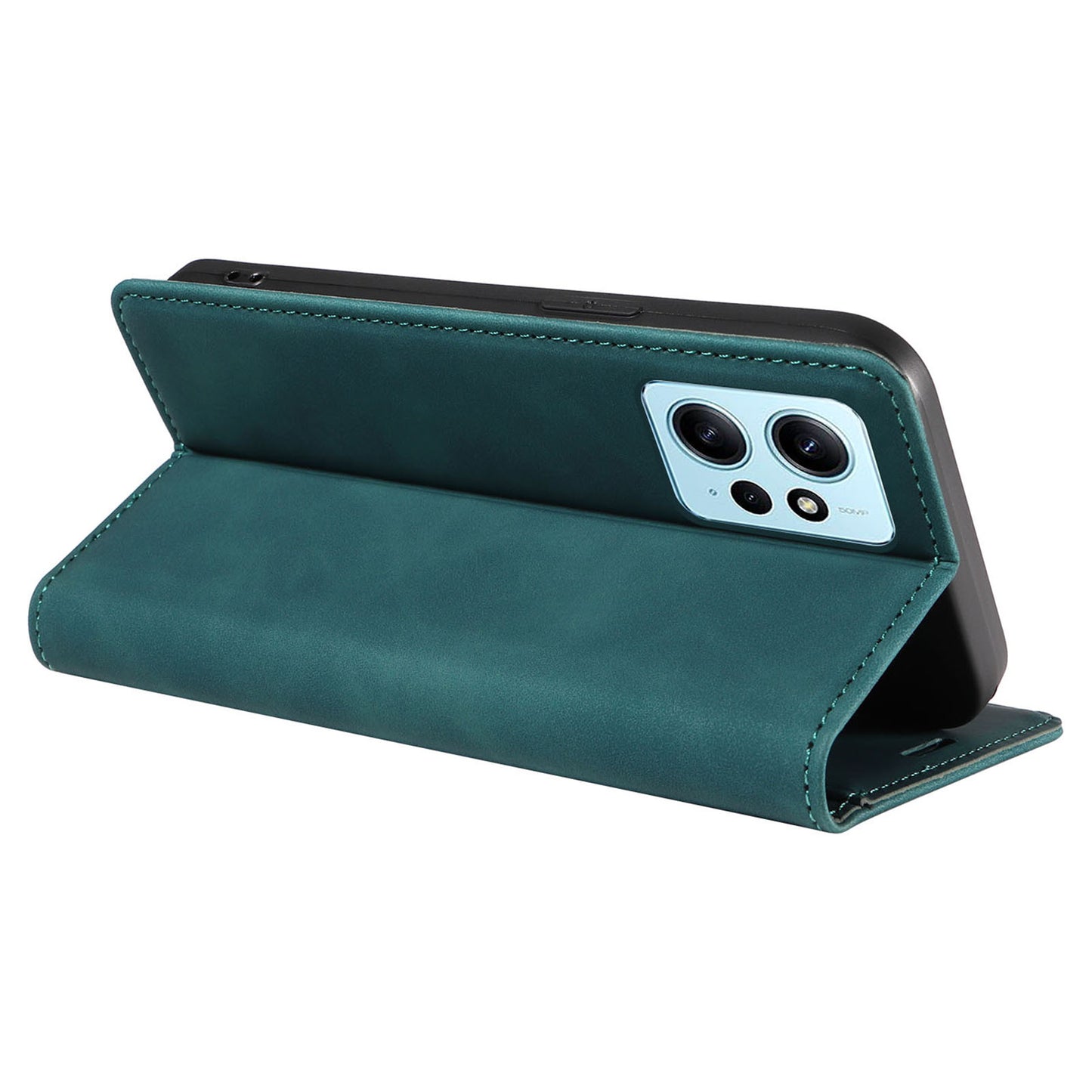 Uniqkart 003 For Xiaomi Redmi Note 12 4G RFID Blocking Phone Wallet Case Leather Stand Cover - Green