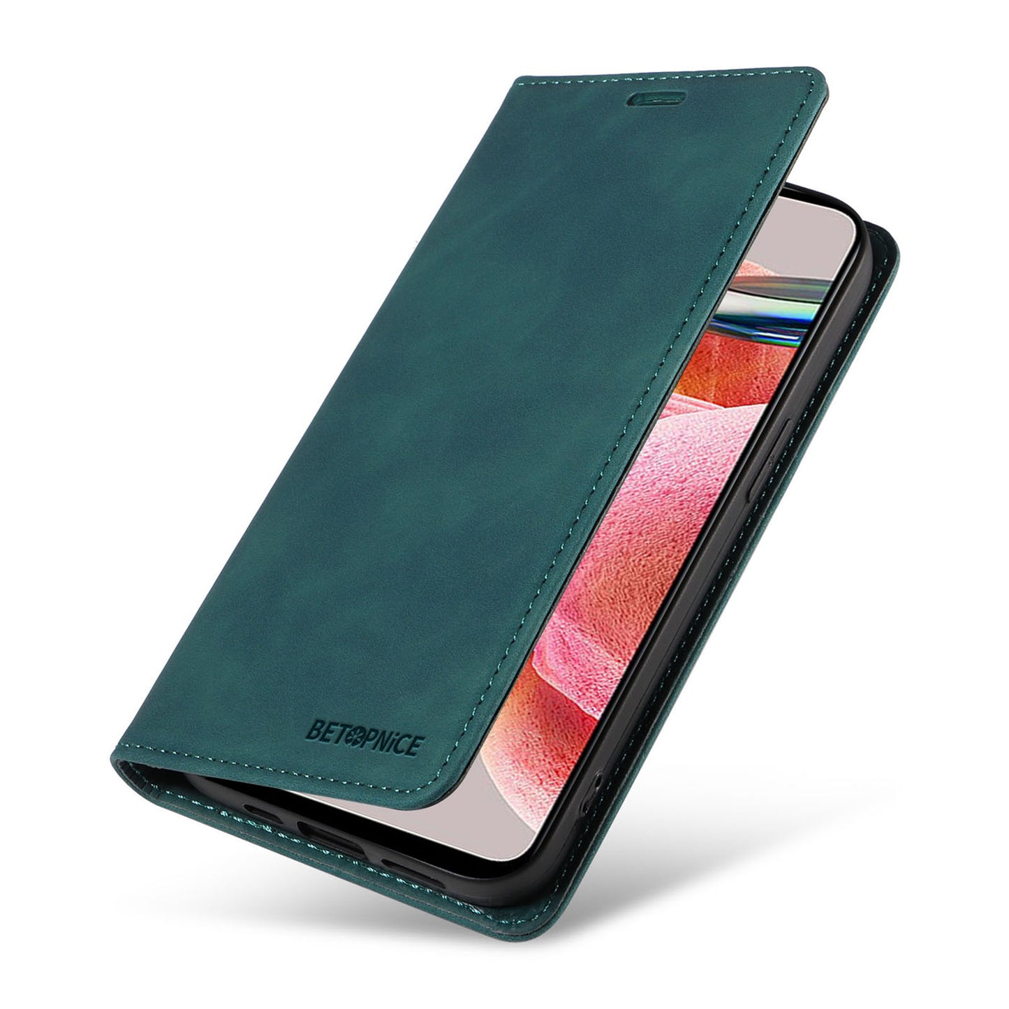 Uniqkart 003 For Xiaomi Redmi Note 12 4G RFID Blocking Phone Wallet Case Leather Stand Cover - Green