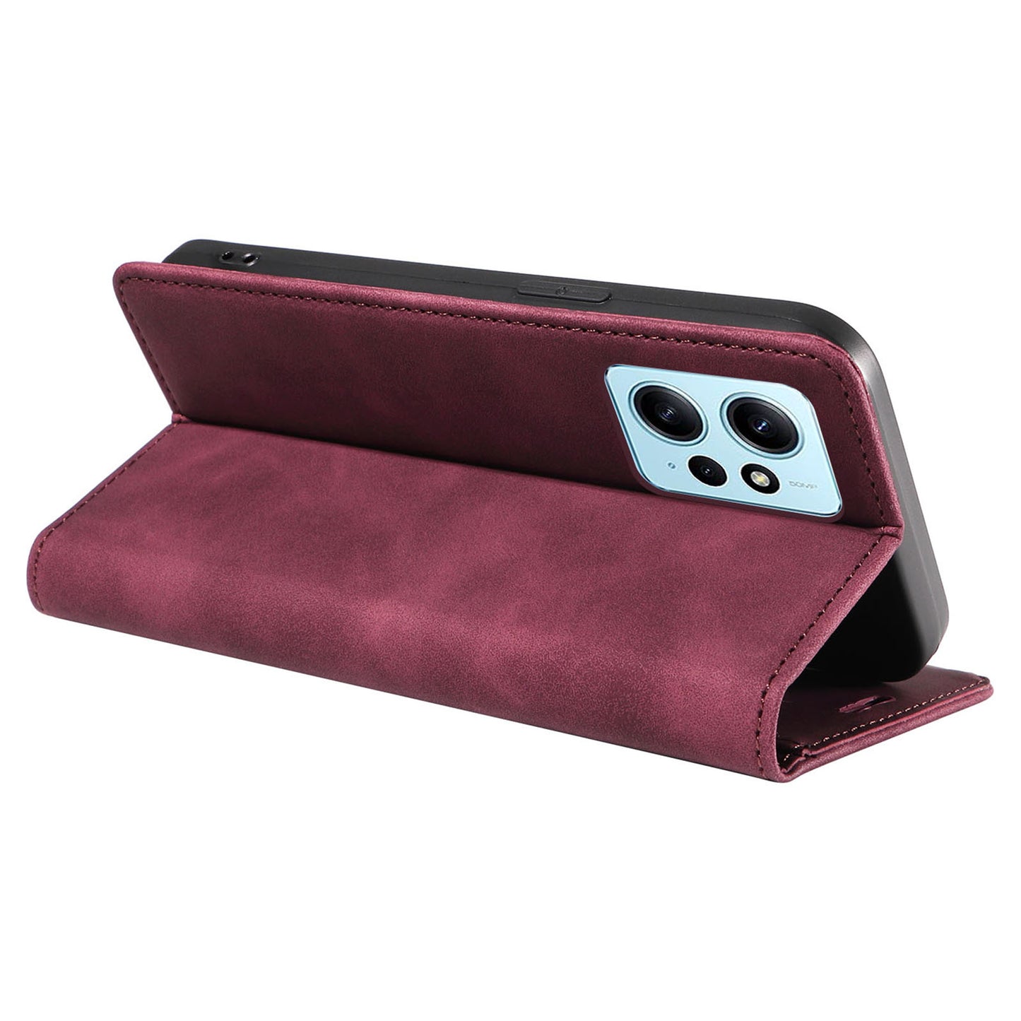 Uniqkart 003 For Xiaomi Redmi Note 12 4G RFID Blocking Phone Wallet Case Leather Stand Cover - Red