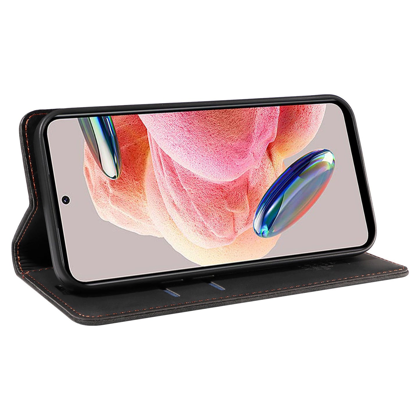 Uniqkart 003 For Xiaomi Redmi Note 12 4G RFID Blocking Phone Wallet Case Leather Stand Cover - Black