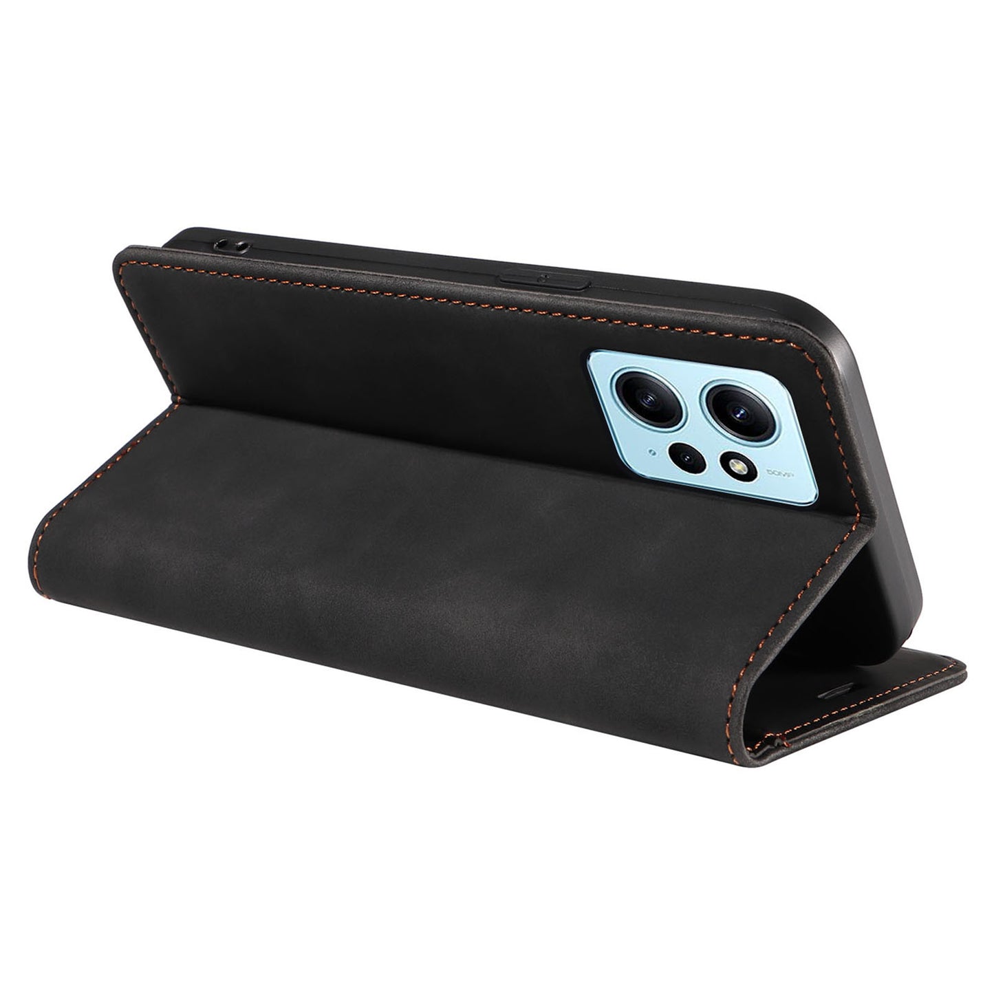 Uniqkart 003 For Xiaomi Redmi Note 12 4G RFID Blocking Phone Wallet Case Leather Stand Cover - Black