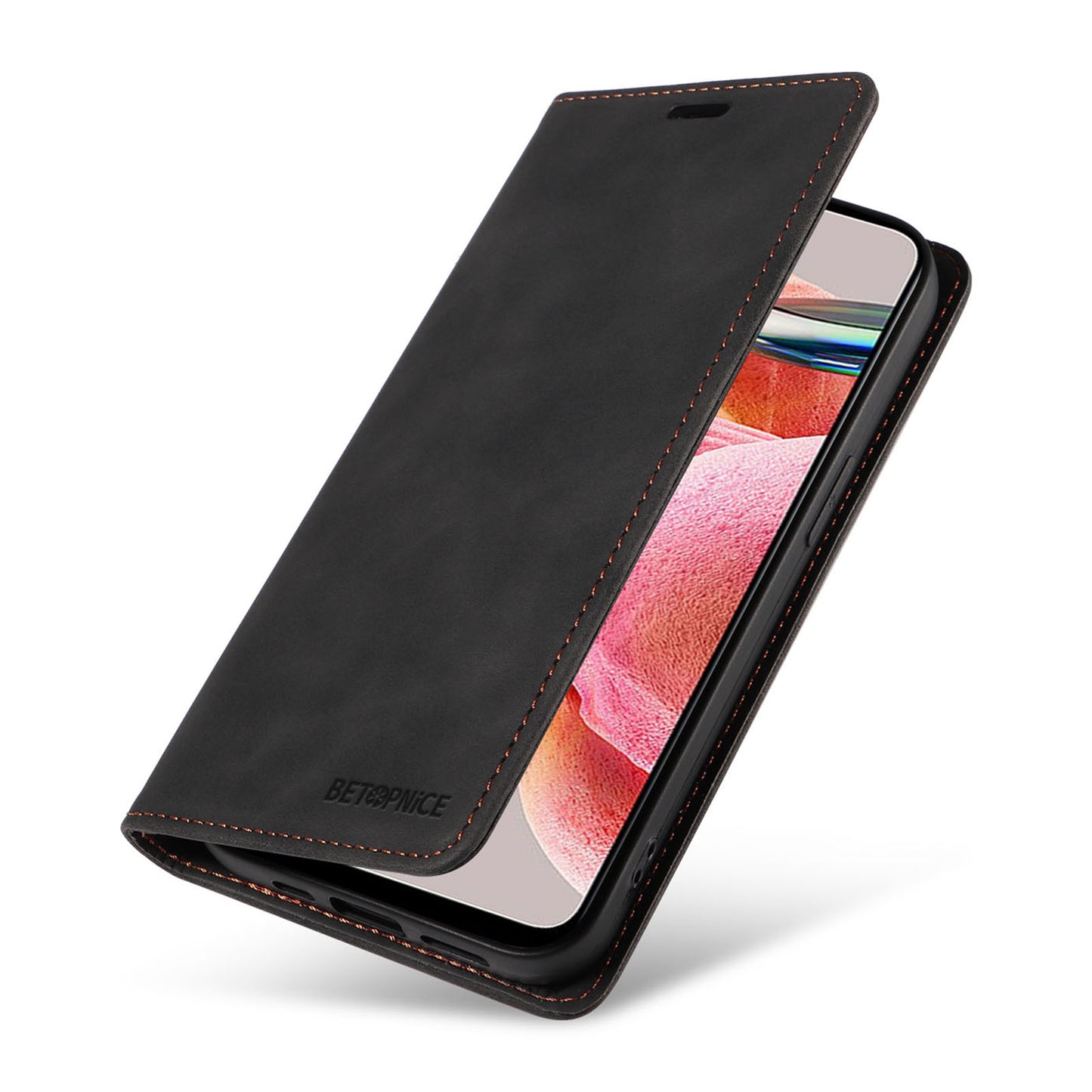 Uniqkart 003 For Xiaomi Redmi Note 12 4G RFID Blocking Phone Wallet Case Leather Stand Cover - Black