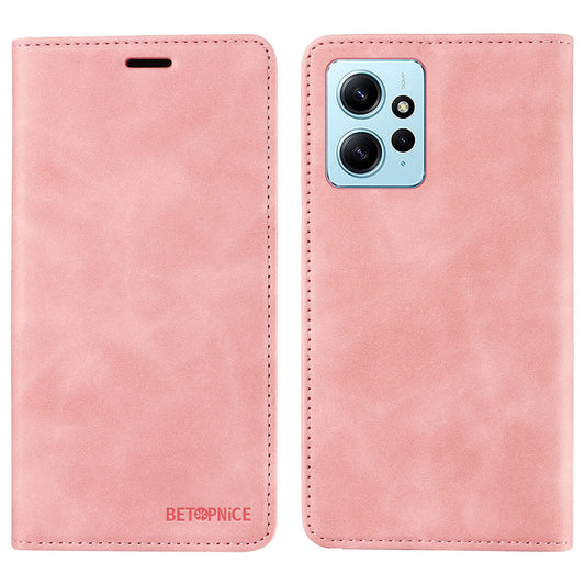 Uniqkart 003 For Xiaomi Redmi Note 12 4G RFID Blocking Phone Wallet Case Leather Stand Cover - Pink