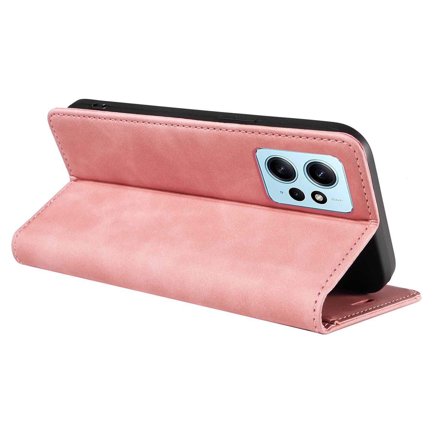 Uniqkart 003 For Xiaomi Redmi Note 12 4G RFID Blocking Phone Wallet Case Leather Stand Cover - Pink