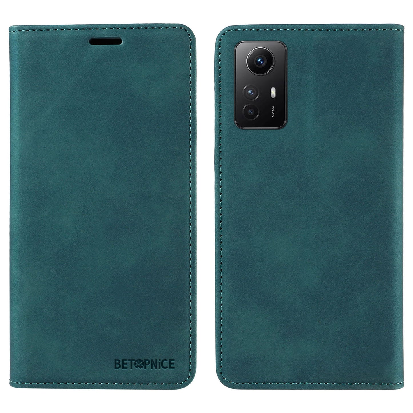 Uniqkart 003 Stand Cover for Xiaomi Redmi Note 12S 4G RFID Blocking Phone Wallet Leather Case - Green
