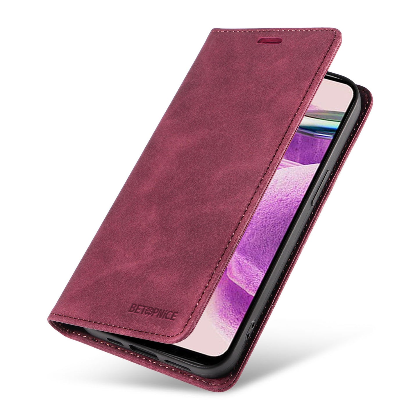 Uniqkart 003 Stand Cover for Xiaomi Redmi Note 12S 4G RFID Blocking Phone Wallet Leather Case - Red