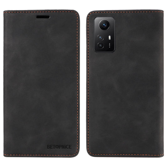 Uniqkart 003 Stand Cover for Xiaomi Redmi Note 12S 4G RFID Blocking Phone Wallet Leather Case - Black