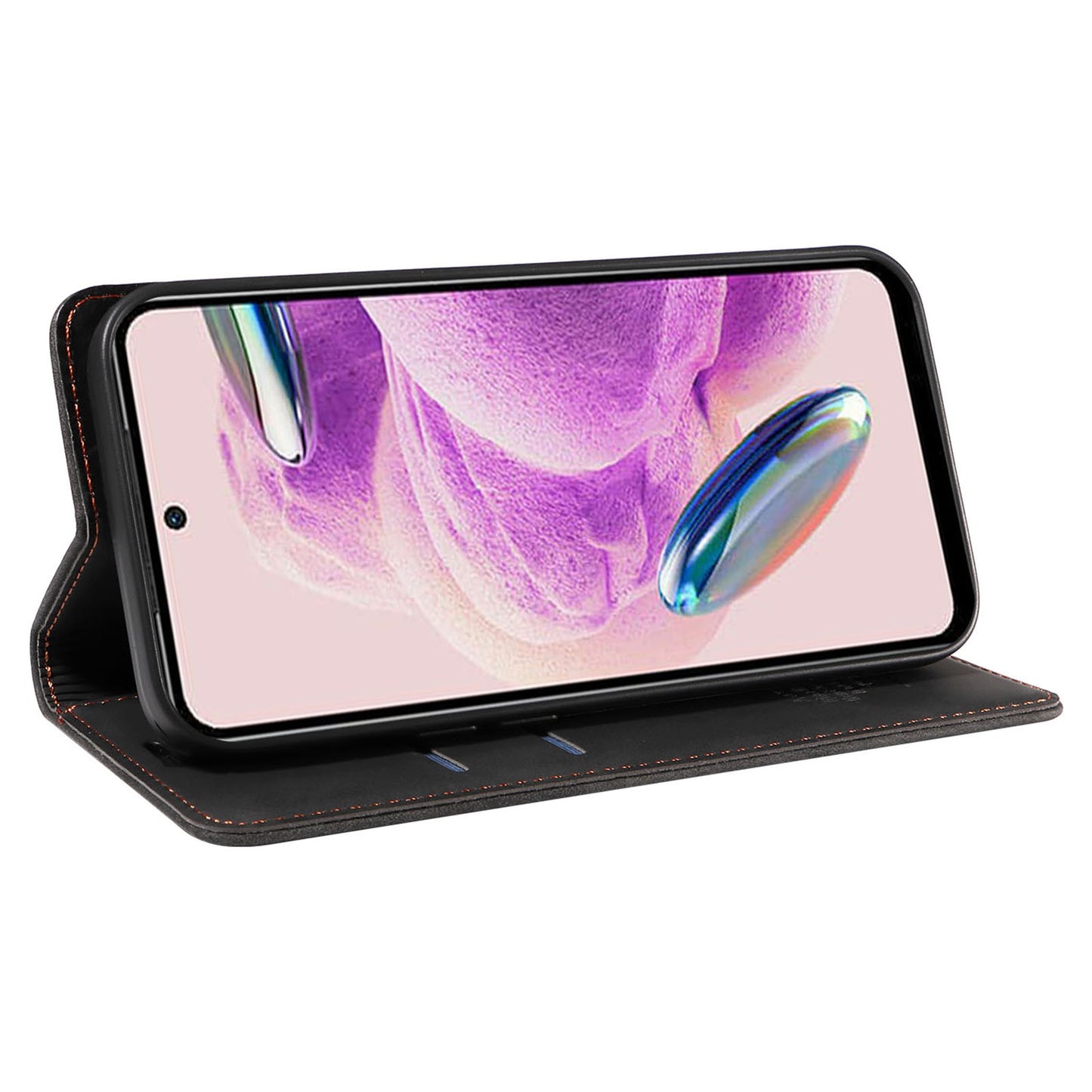 Uniqkart 003 Stand Cover for Xiaomi Redmi Note 12S 4G RFID Blocking Phone Wallet Leather Case - Black