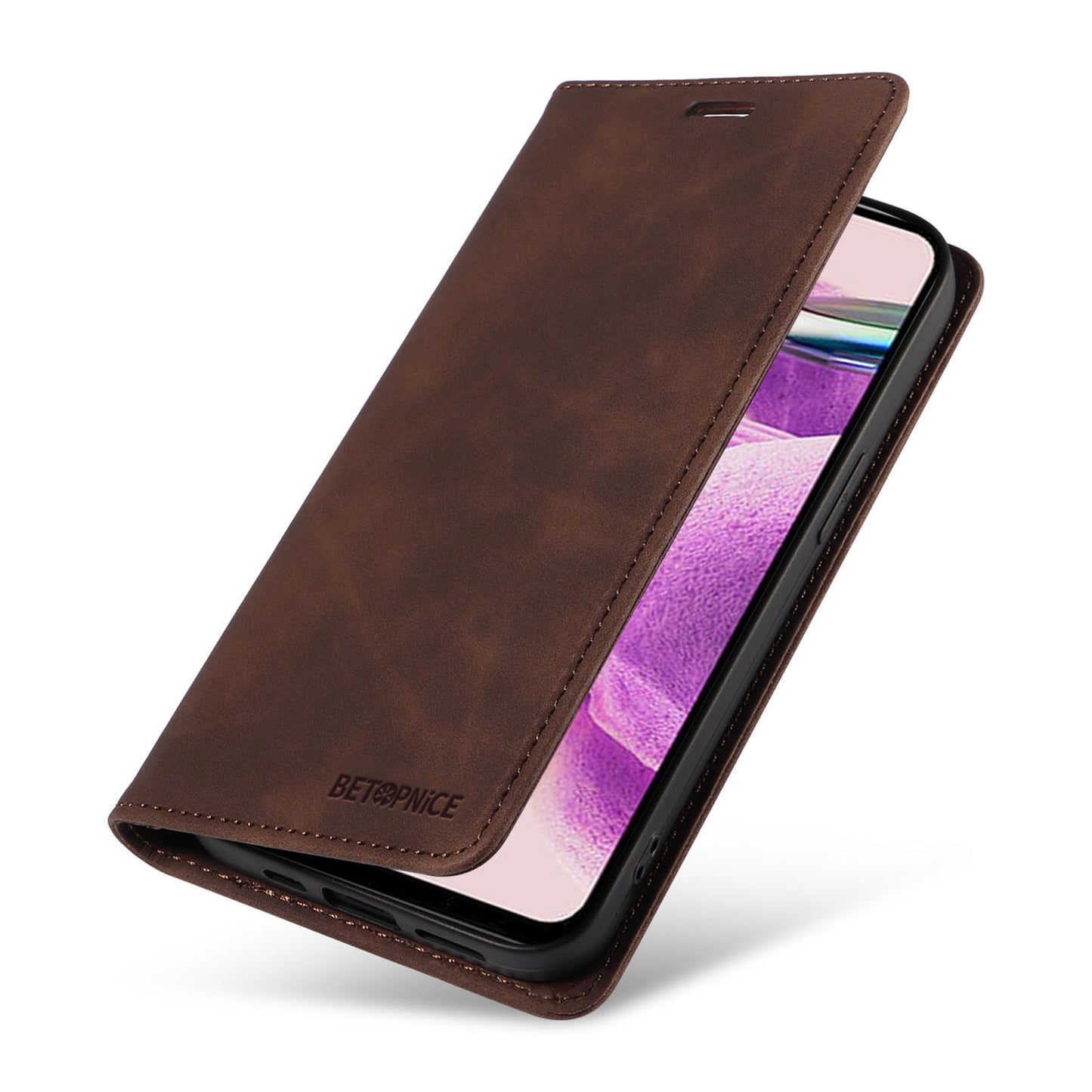 Uniqkart 003 Stand Cover for Xiaomi Redmi Note 12S 4G RFID Blocking Phone Wallet Leather Case - Brown