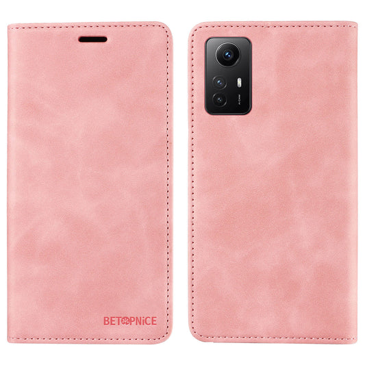 Uniqkart 003 Stand Cover for Xiaomi Redmi Note 12S 4G RFID Blocking Phone Wallet Leather Case - Pink